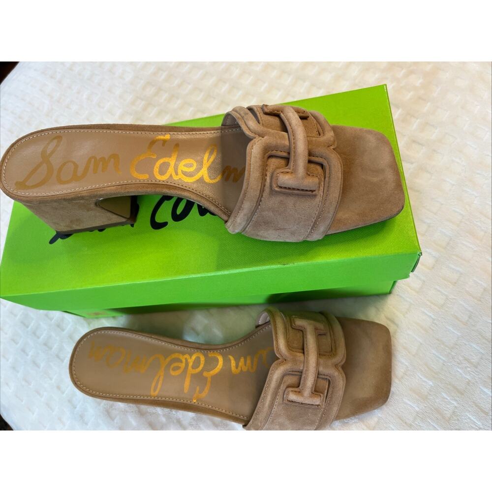 Sam Edelman Taupe Suede Slide Heels - Picture 9 of 16